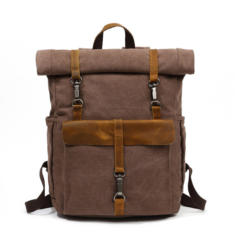 Rugged Vintage-Style Graphite Canvas & Leather Backpack, In stock!